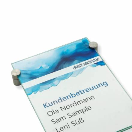 Türschild VITRUM K , Glasschild, Büroschild, Doppelglasschild